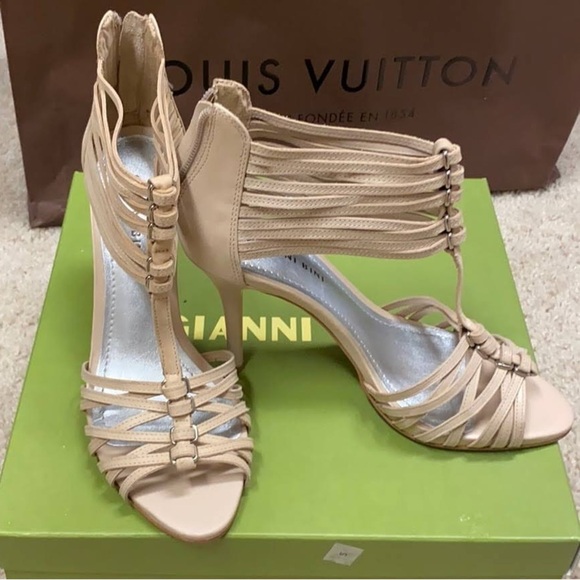 Gianni Bini | Rochelle Leather Strappy Heels Size 7.5 - Picture 1 of 5